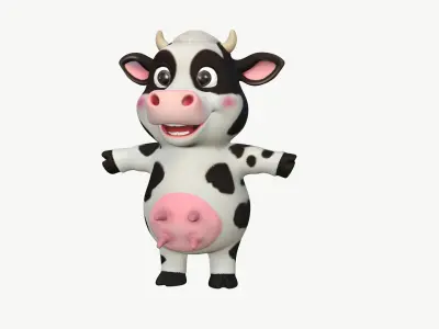 Cute Cartoon Simmental Cow - Stylized 3D Model