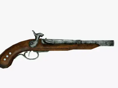 Old pistol for game Low-poly 3D model