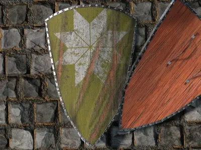 Medieval round shield with coat of arms 3 Low-poly 3D model