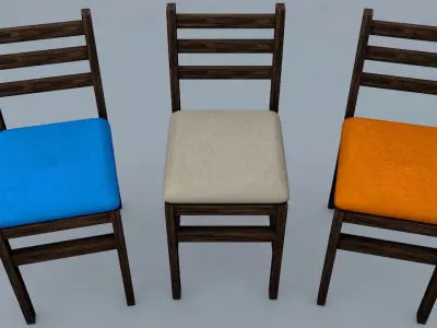 Wooden Chair Set 3D model