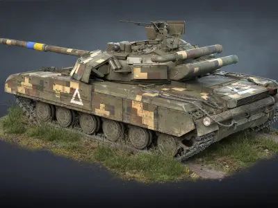 Tank T-64BM Bulat Low-poly 3D model