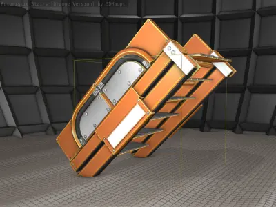 Sci-Fi Stairs - 22 - Orange Version  Low-poly 3D model