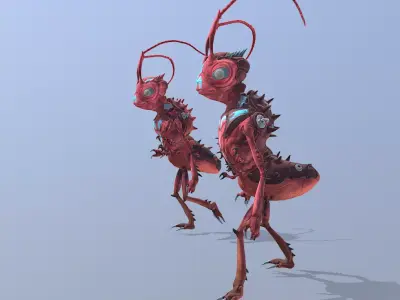Red Ant walk and Idle Fbx Png 3D model