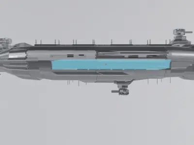 Low poly Starship spaceship with two engines Low-poly 3D model