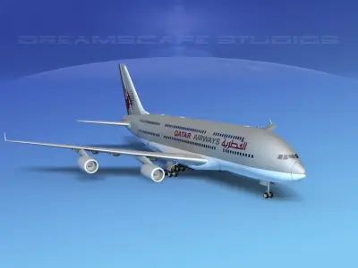 Airbus A380-800 Qatar 3D model