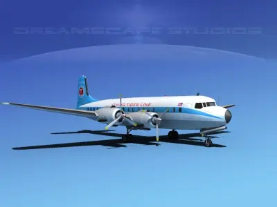 Douglas DC-7B Flying Tiger Line 3D model