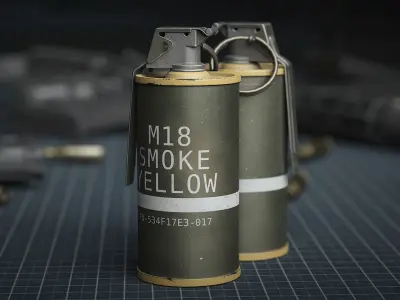 Game Ready M18 YELLOW Flash Grenade Low-poly 3D model