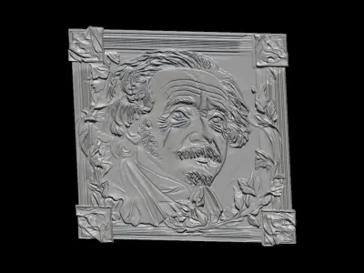 Albert Einstein Bas Relief 3D print model