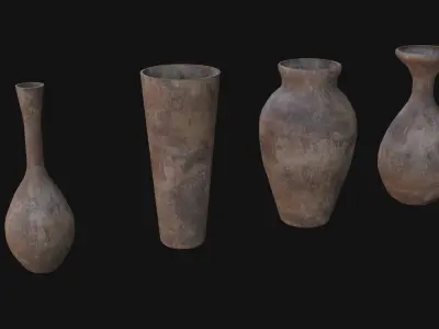old Vases set 2 Low-poly 3D model