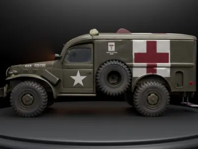 WW2 Ambulance Dodge WC54 075 ton 4x4 Ambulance 1944 3D model