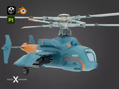 Futuristic Muscle Helicopter Low-poly 3D model