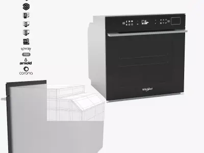 Whirlpool W7OSPBLAUS SteamSense Pyrolytic 60cm Oven 3D model