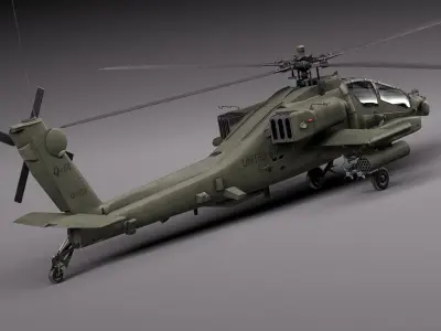 AH-64A Apache Helicopter 3D model