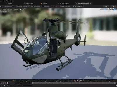 Rigged SA342 Gazelle Helicopter Low-poly 3D model