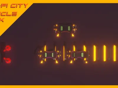 Scifi City Vehicles Asset Pack Low-poly 3D model