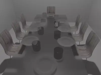 Dinner Set dining table with chairs and plates Free 3D model