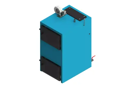 Solid fuel pyrolysis boiler SOLIDWORKS Flow Simulation 3D model