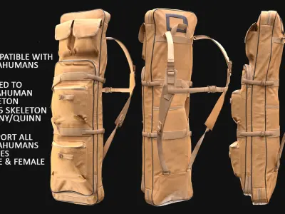 Tactical Bag 127 - All MH Bodies - UE5 Skeletons - Rigged Low-poly 3D model