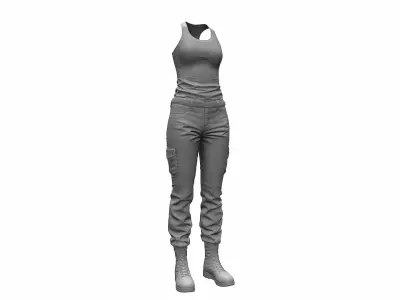 Womens Tactical Cargo pants and Tops - High Poly 3D model