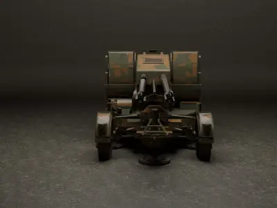 Oerlikon GDF 35 mm Twin Cannon 3D model