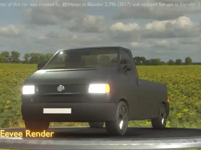 City Car 4 Commercial Pickup 3500 Type-C Black Low-poly 3D model