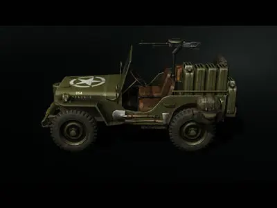 Low poly Willy Army Jeep 1942 Low-poly 3D model