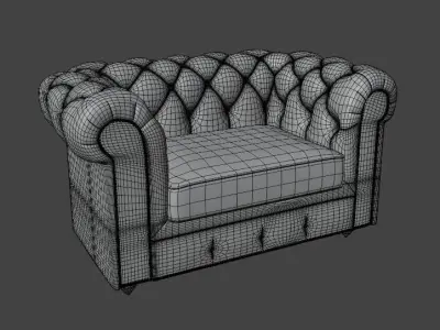 Tuffed Leather Sofa 3D Model Free low-poly 3D model