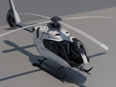H135 Helicopter with interior and animated door 3D model