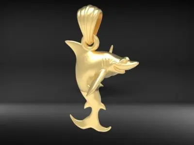 Shark Pendant Necklace Sea Animal Charm bracelet jewelry 3D print model