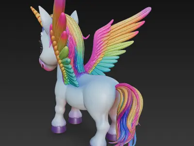 Unicorn Pony Rainbow Realistic 3D Model Basic - Low Poly Low-poly 3D model