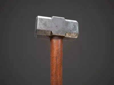 Sledge Hammer Lowpoly 3D model with PBR Low-poly 3D model