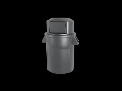 Commercial Plastic Round Trash Can and Dome Top Lid 3D model 3D model