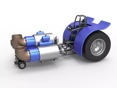 Pulling tractor with 3 jet engines Scale 1 to 25 3D print model