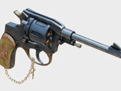Nagant M1895 Revolver Free low-poly 3D model