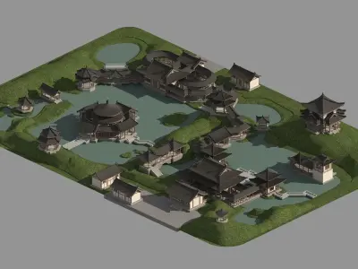 Chinese-style courtyard 3D model