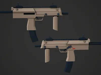 Stylized Mp7 SMG Low Poly Mobile Ready Low-poly 3D model