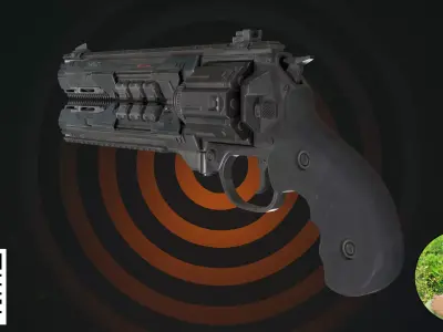 Cyberpunk Energy Revolver Iron Black 3D model