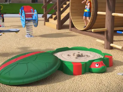 Open Ninja Turtle Sandbox with Sculpted Sand 3D model