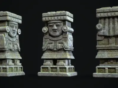 Statue Aztec Chalchiutlicue Low-poly 3D model