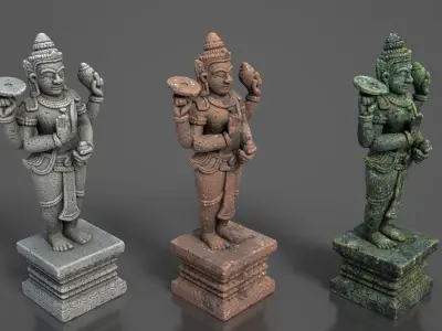Ancient Khmer Statues Pack B-250523 3D Model Collection