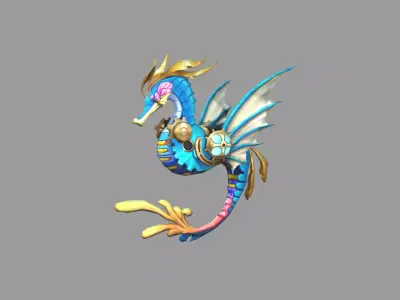SeaHorse Mech Fantasy Nature Low Poly Low-poly 3D model