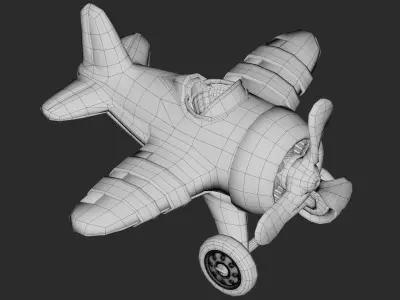 Cartoon Plane Low-poly 3D model Low-poly 3D model