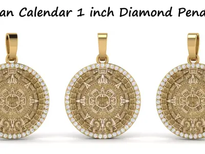Mayan Calendar 1 inch Diamond Pendant 3D print model