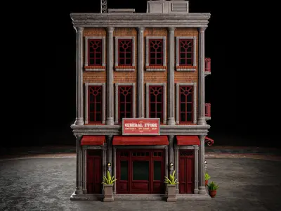 URBAN BUILDING OLD HORROR 9 Low-poly 3D model