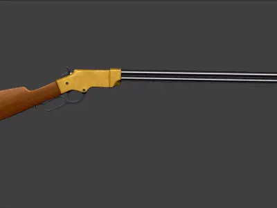 Rifle gun with wooden handle Free 3D model