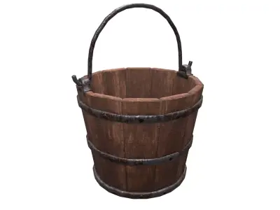 Wooden bucket Free low-poly 3D model buy