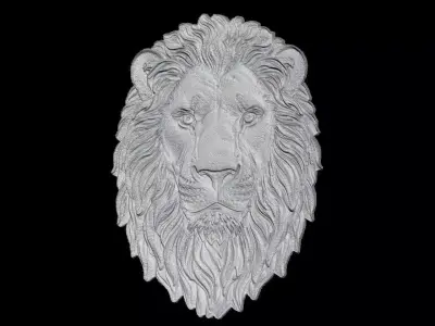 Majestic Lion Head Sculpture Relief 3D print model