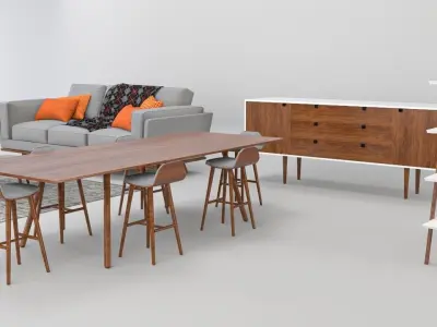 Living Room Set free Free 3D model