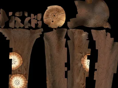 Cartoon Tree Trunk Low-poly 3D model