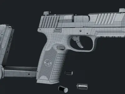 FN509 Tactical Pistol with 17 round 9mm Mag 3D model